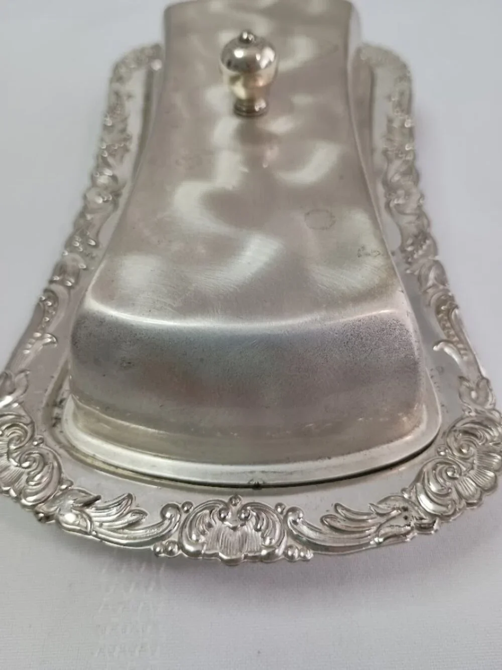 Vintage WMF Ikora Silver Plated Butter Dish with Swirl Brushed Finish